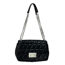 Michael Kors Sloan Large Black Leather Silver Chain Shoulder Bag 6.75&quot; x... - $52.25
