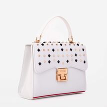 The Infanta White Spike Leather Handbag image 2