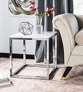 Safavieh Home Bethany Glam White Marble and Chrome Square End Table - $247.99