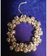 Silver tone Jingle Bells Christmas 4&quot; Wreath Ornament New - $8.91