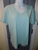 B. Moss Mint Green Short Sleeve V-Neck Knit Shirt Size XL Women&#39;s EUC - £14.36 GBP