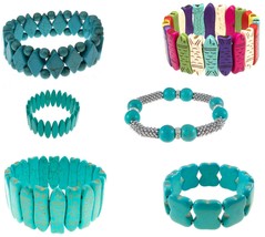 U PICK Wholesale Lot 10 Turquoise Gemstone Boho Stretch Bracelets Fish Southwest - £11.90 GBP+