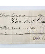 1912 Kineo Trust Company Bank Check E.A. Sampson Dover Maine Signed 930 ... - €17,15 EUR