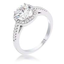 2.97Ct Rhodium Plated Classic Cushion Cut Halo Ring Size 5 - $34.05