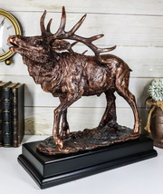 Large Wapiti Bull Elk Deer Rustic Bronze Plated Finish Statue With Trophy Base - £128.58 GBP