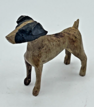 Vintage Wood Carved Fox Terrier Dog Early 20th Century Antique Figurine - £60.74 GBP