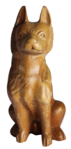 Vintage Carved Wooden Dog Figure German Shepherd Sitting Dog 7 1/2&quot; Tall - £9.59 GBP