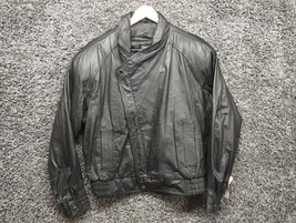 Vintage Byrnes and Baker Leather Cross Zip Jacket Men Medium Black Lined - £72.73 GBP