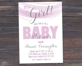 It&#39;s a Girl / Baby Shower Invitation / Pink and White Baby Shower - $7.99