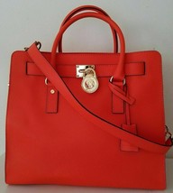 Michael Kors Hamilton Large Ns Mandarin Red Saffiano Leather Tote Bagnwt! - £184.28 GBP