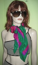 Vintage WOMEN&#39;S Ladies Silky Green floral ROSES Art Retro Fashion SCARF ... - $24.99