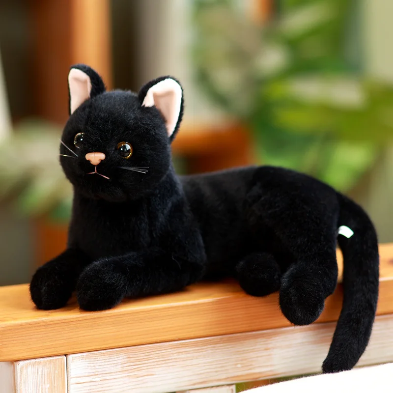 18~36cm Simulated Fluffy Cat Plush Toy Stuffed Lying Yellow White Grey Black Cat - £16.99 GBP+
