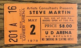 Steve Martin Concert Ticket Stub University Of Dayton ￼UD Arena May 2 1978 - £7.58 GBP