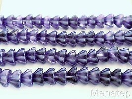 25 8 mm Czech Glass Bell Flower Beads: Coated - Purple Salvia - £2.58 GBP