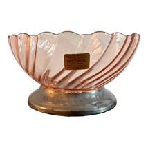 Vtg Arcoroc Pink Swirl Glass Serving Bowl 4.75&quot;x 2.5&quot; Pedestal Made In France - £7.87 GBP