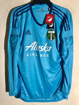 Adidas MLS Long Sleeve Portland Timbers Team Lt Blue Goalkeeper Jersey sz 10 - £13.40 GBP