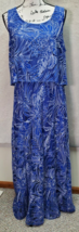 Rabbit Designs Maxi Dress Women Size 14 Blue Floral Lined Sleeveless Rou... - $30.53