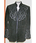 VINTAGE PAMELA McCOY COUTURE SUEDED PIGSKIN BLACK LEATHER JACKET+DECORAT... - $14.85
