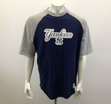 New York Yankees Men&#39;s Raglan T Shirt Large Blue Gray Short Sleeve MLB J... - £10.45 GBP