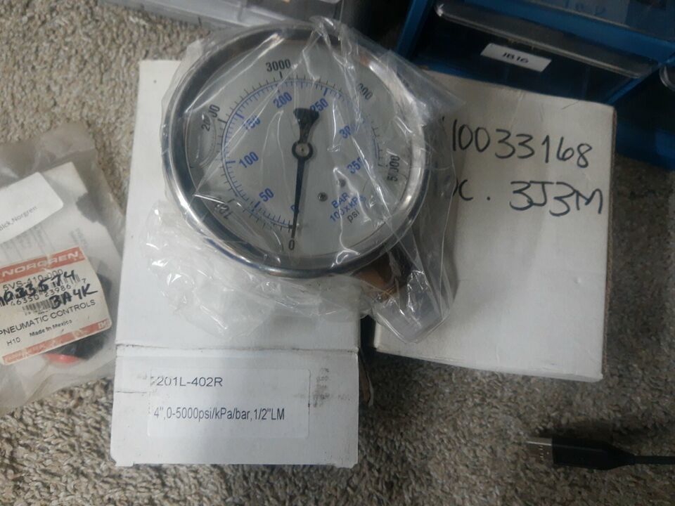 NEW LOT of 2 Stainless Steel Pressure Gage Gauge 0 - 350 / 5000psi 4&quot; 20... - $30.39