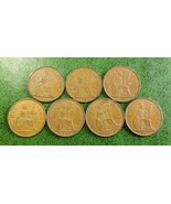 1961-1967 Great Britain ~ Queen Elizabeth II ~ 7 One Penny Coins (Date Run) - $10.00