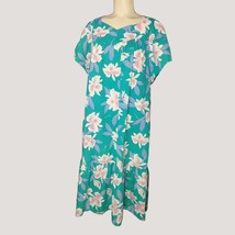 Jade Fashions Size Large Floral Hawaiian Dress Short Sleeve Hawaii Teal ... - £25.15 GBP