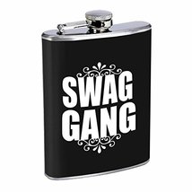 Swag Gang Hip Flask Stainless Steel 8 Oz Silver Drinking Whiskey Spirits R1 - £8.07 GBP