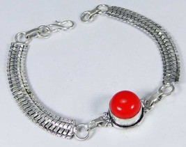 Red Coral &amp; 925 Silver Handmade Fashionable Bracelet 210mm &amp; gift-box - £25.37 GBP