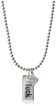 Dolce Vetra Plata de Ley 925 Suerte Etiqueta &amp; Circonita Cúbica Trébol Collar - £10.59 GBP