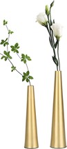 Vixdonos 10&quot; X 8&quot; X 8.5&quot; Gold Metal Taper Vase Set Of 2 Small Flower, Home Decor - £29.33 GBP