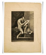 St. Jerome with Lion by Willem Key Antique Religious Art Print Engraving 19x25"