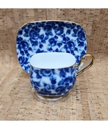 ROYAL DANUBE #1866 Calico Porcelain Tea Coffee Cup &amp; Saucer Blue Roses G... - $94.92 CAD