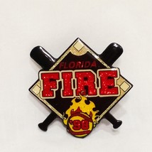 Florida Fire Fastpitch Softball  Pin 1998 Sports Flames 1.5&quot; Black Red - £13.19 GBP