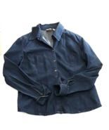 St Johns Bay Womens Denim Button Down Shirt jacket long sleeve Large cotton - £10.30 GBP