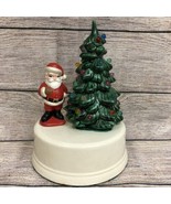 Ceramic Christmas Tree w/ Santa Claus VTG Wind Up Music Box Hand Painted... - $54.68 CAD