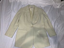 Women 100% Wool Poly Lined Nordstrom Pale Yellow Single Button Blazer Ja... - $31.67