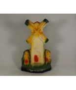 Vintage Large Chalkware Windmill Dutch Man &amp; Woman Figures Bright Colors... - $6.78