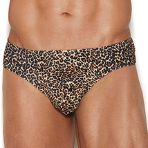 Men&#39;s Leopard Thong Back Brief Underwear Animal Print Cheeky Stretch Sexy 82205 - £12.26 GBP