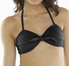 Womens Swimsuit Bikini Top Junior Girls SO Black Crochet Bandeau $30 NEW... - $7.92