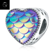 Genuine Sterling Silver 925 Mermaid Sea Princess Heart Bead Charm For Bracelets - £14.80 GBP