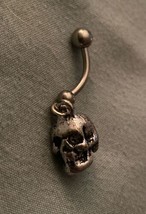 Dangle Skull Silver 1.25” H 14 Gauge Belly Button Ring Surgical  Steel New - £3.80 GBP