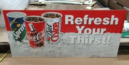 Vintage Coca Cola Sprite Refresh Your Thirst Cardboard Sign Diet Coke Ice C - £72.36 GBP