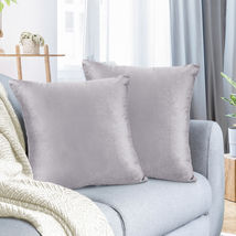 Light Gray Lavender 18&quot;x18&quot; Throw Pillow Covers Set 2 Sofa Velvet Cushion Cases - £21.22 GBP
