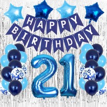 21 Birthday Decorations, Blue 21St Birthday Decorations Boys Girls Party Supplie - £25.29 GBP