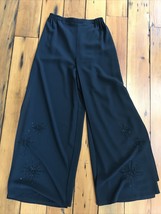 Adrianna Papell Black Cocktail Flared Evening Beaded Dressy Pants 10 32x... - $39.99