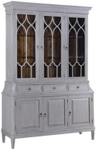 China Cabinet Rosalind Pewter Gray Solid Wood 3 Doors 3 Drawers Fretwork - £5,652.96 GBP