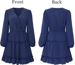 YOVION Women&#39;s Blue V-Neck Loose Flowy Tunic / A-Line Dress - Size: S (4-6) - £14.58 GBP