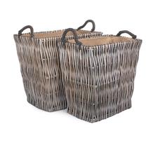 Grey Rectangular Wicker Log Basket - £47.90 GBP+