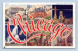 Large Letter Greetings From Chicago Illinois IL Linen Postcard N7 - £3.83 GBP
