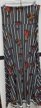 NEW 2.0 LuLaRoe MED Black White Striped Burgundy Orange Purple Floral Maxi Skirt - £34.80 GBP